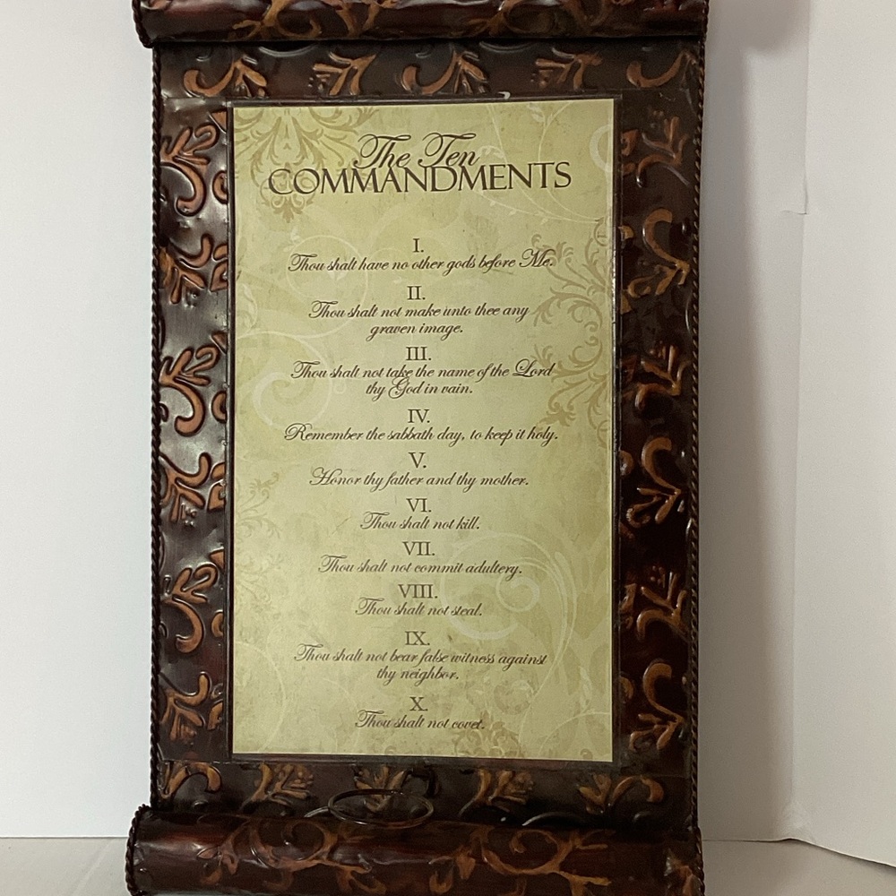 Inspirational Brown Ten Commandments Scroll Wall Art